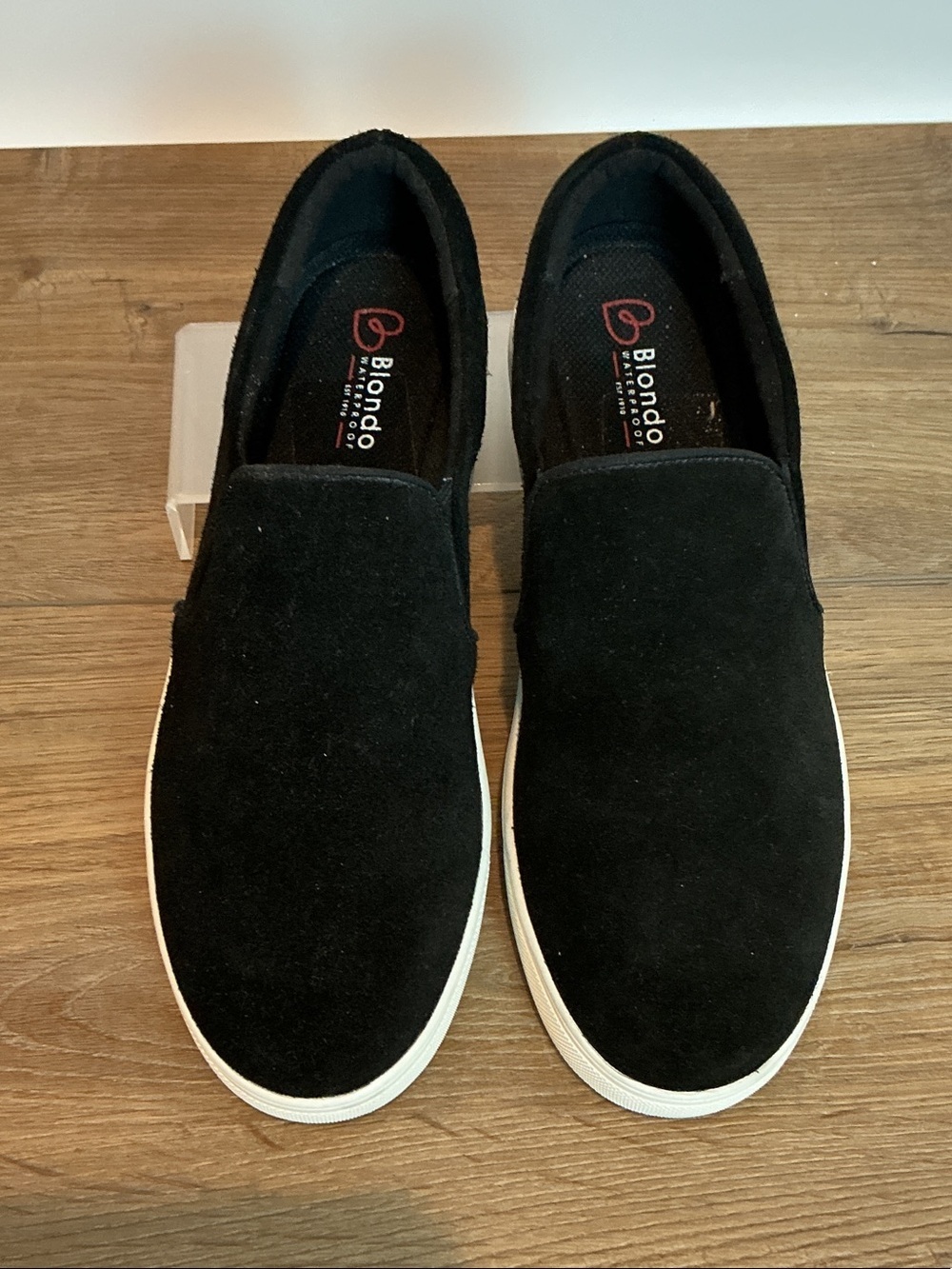 Blondo Black Suede Slip-On Sneakers with White Sole